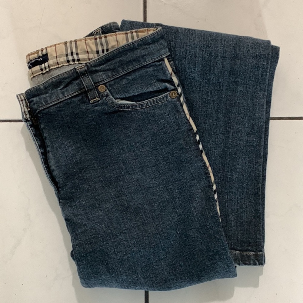 📌 Burberry London Made In Italy Plaid Piping Jean